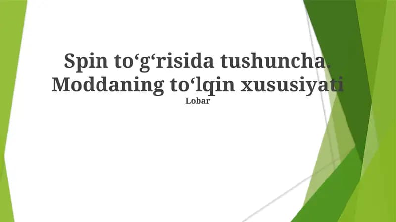 Spin va to'lqin tushunchasi