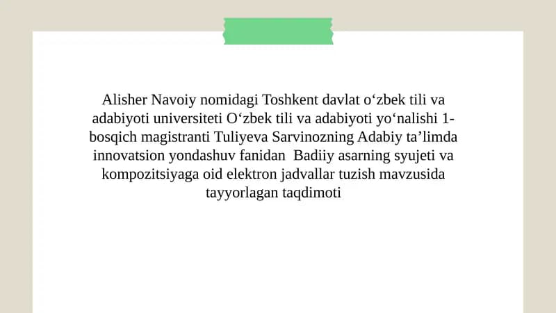 Badiiy asarda syujet va kompozitsiya tushunchalari