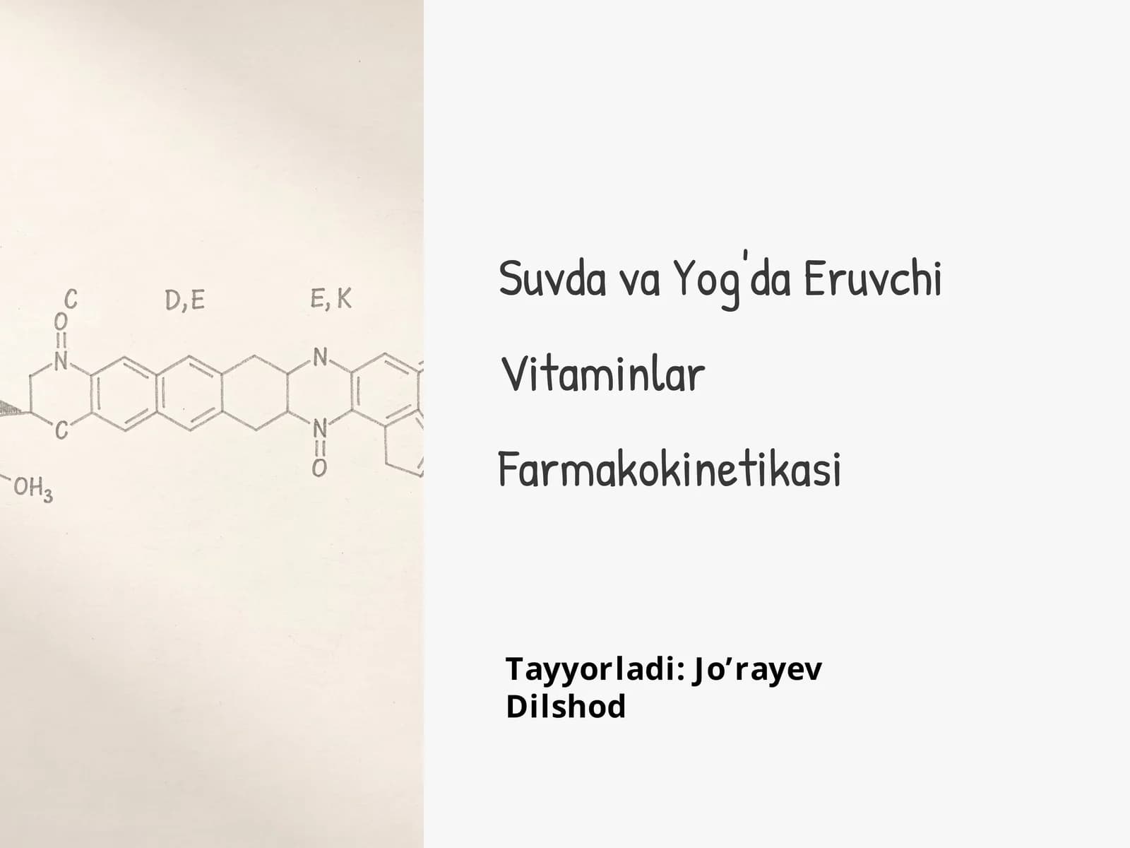 Suvda va Yog'da Eruvchi Vitaminlar Farmakokinetikasi