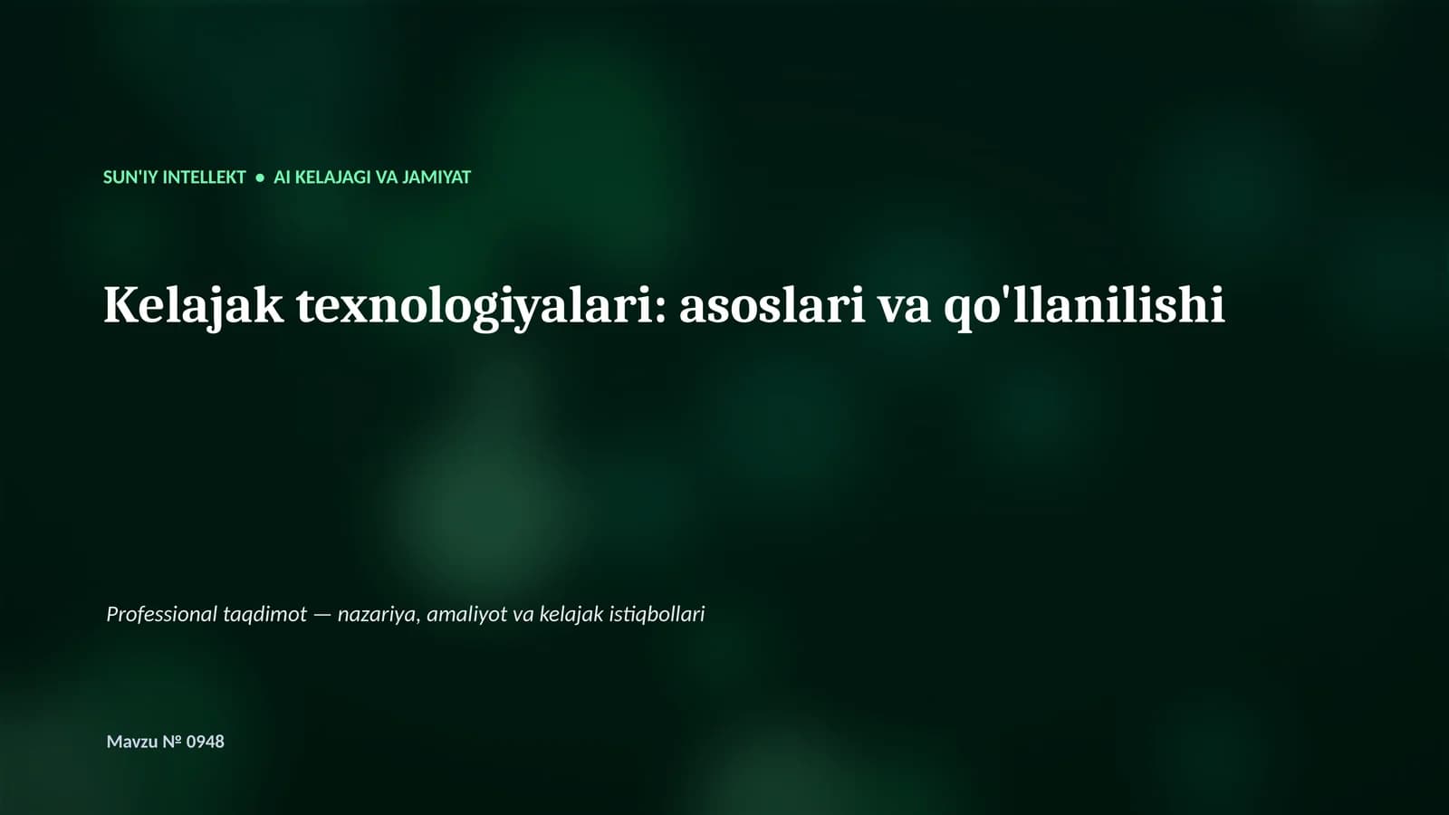 AI kelajagi va jamiyat