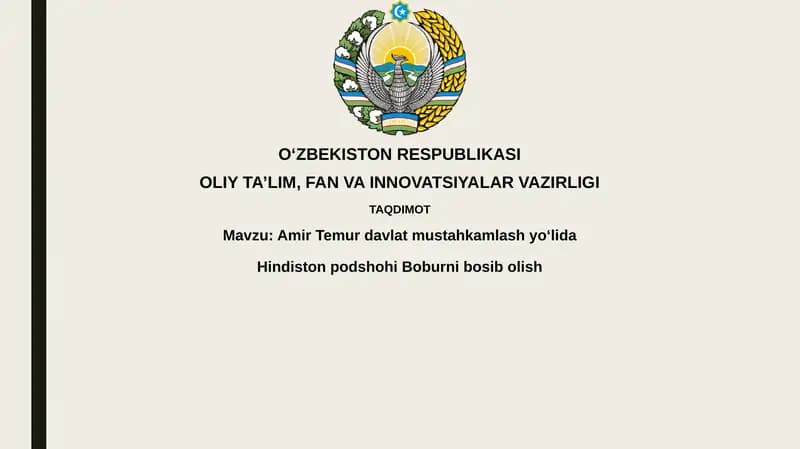 Amir TemurdavlatmustahkamlashyoʻlidaHindistonpodshohiBoburnibosibolish