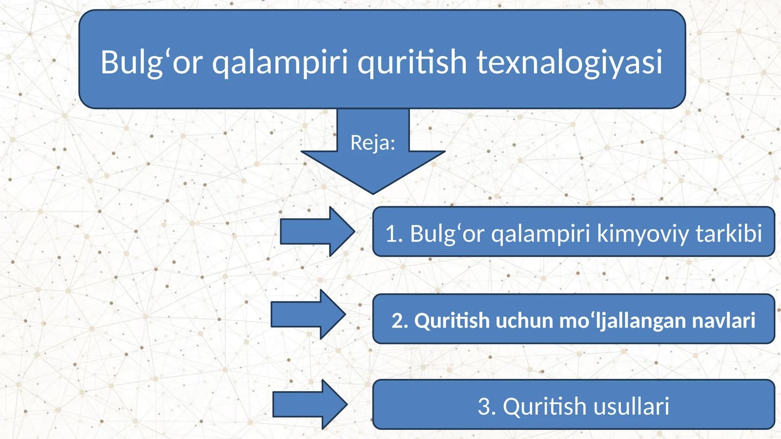 Bulgʻor qalampiri quritish texnalogiyasi