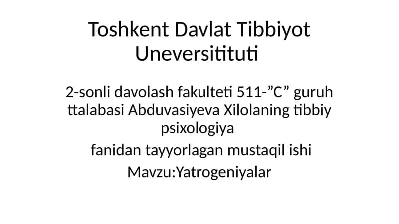 Yatrogeniyalar