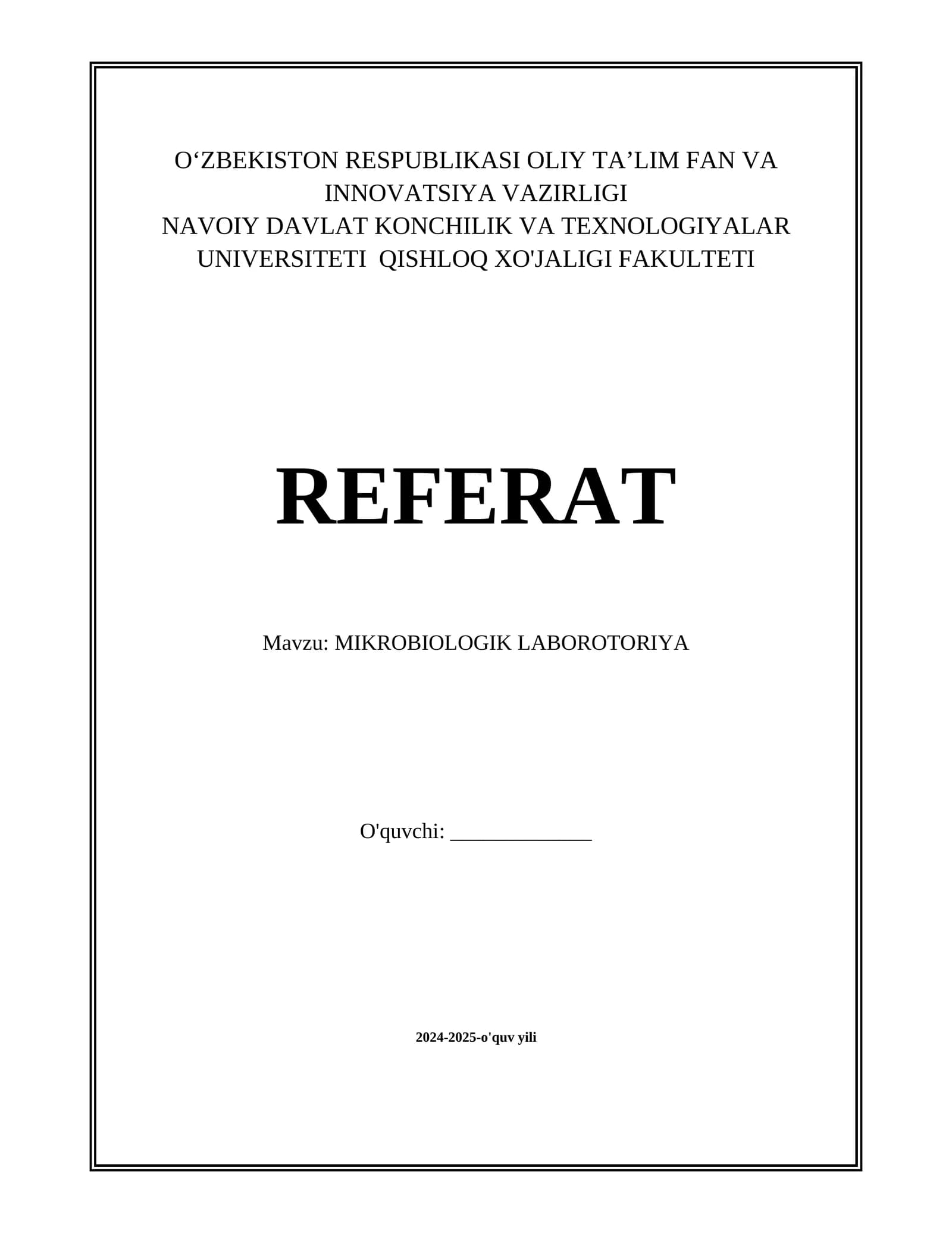 MIKROBIOLOGIK LABOROTORIYA