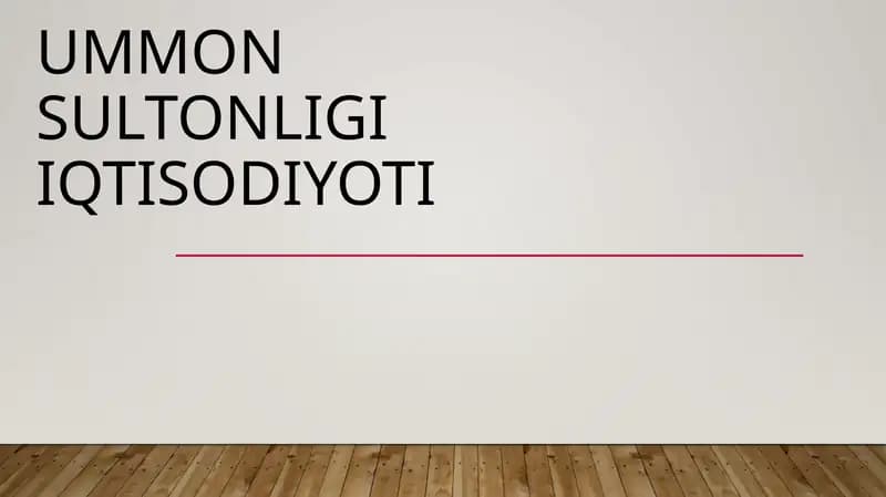 UmmOn sultonligi iqtisodiyoti