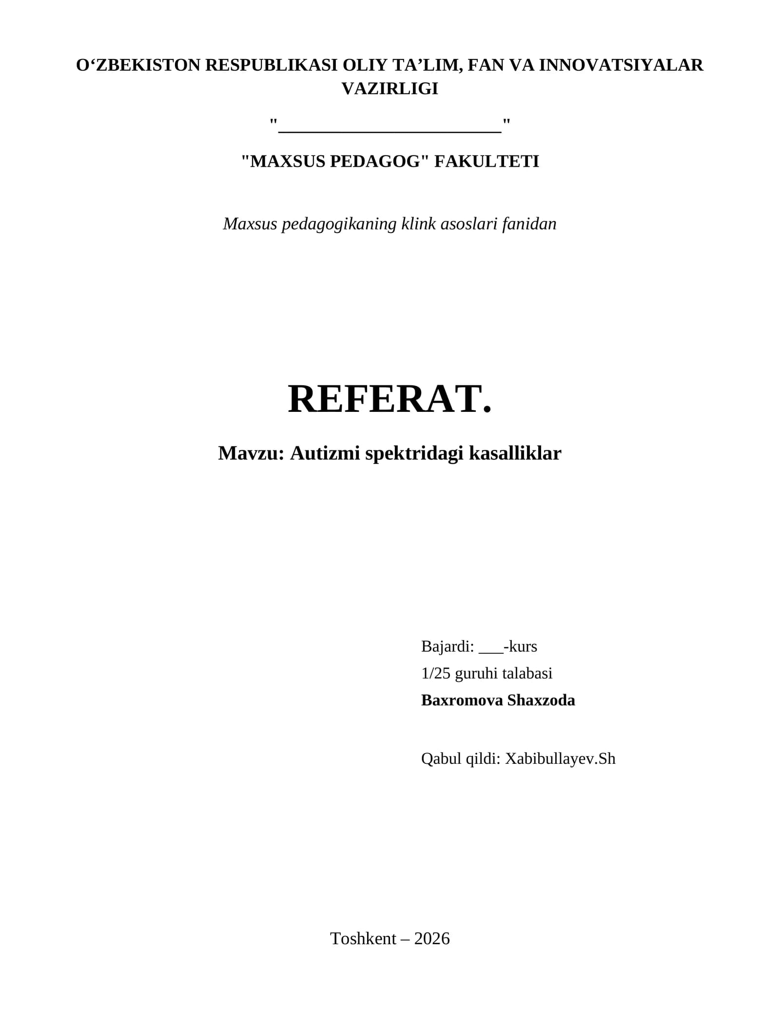 Autizmi spektridagi kasalliklar