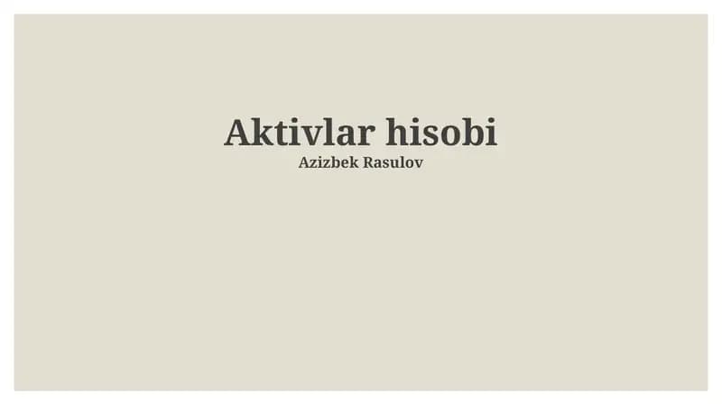 Aktivlar hisobi