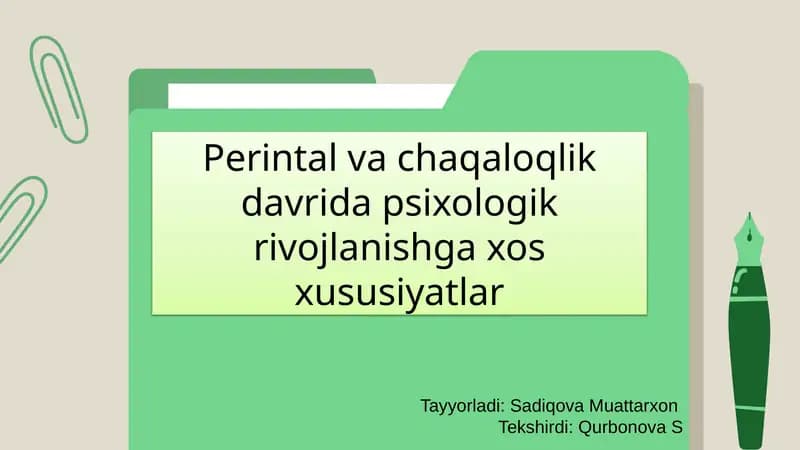 Perintal davrida psixologik rivojlanish
