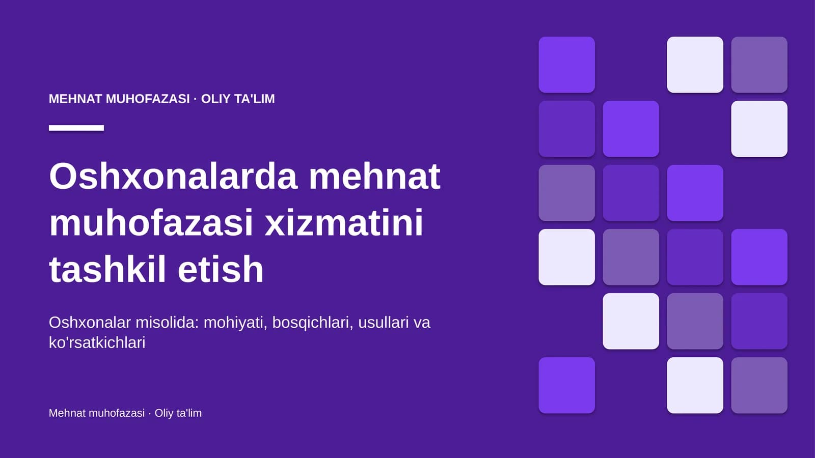 oshxonalarda mehnat muhofazasi xizmatini tashkil etish 8482