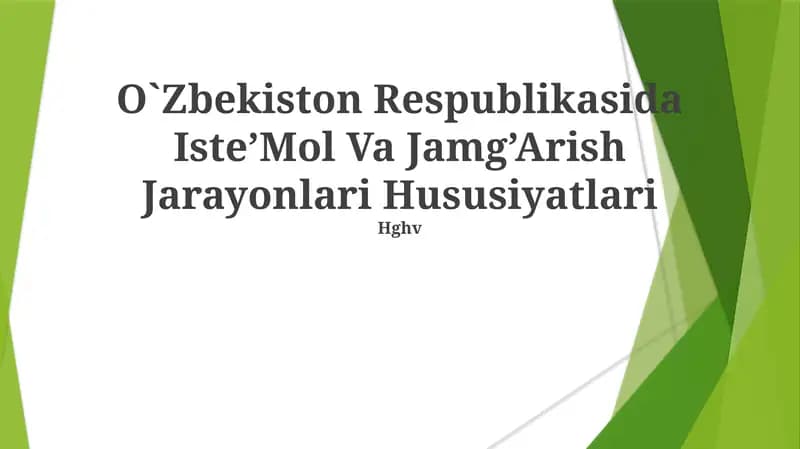 Iste'mol va Jamg'arish Jarayonlari