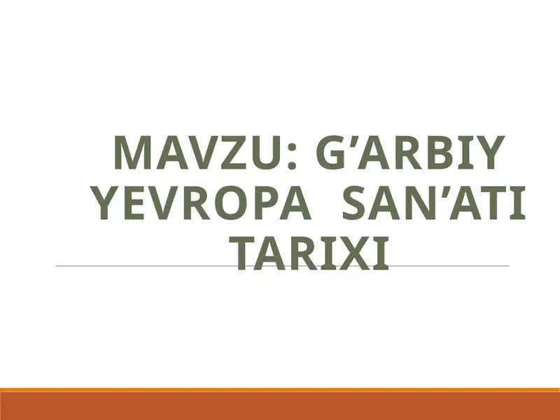 G’arbiy Yevropa  san’ati tarixi