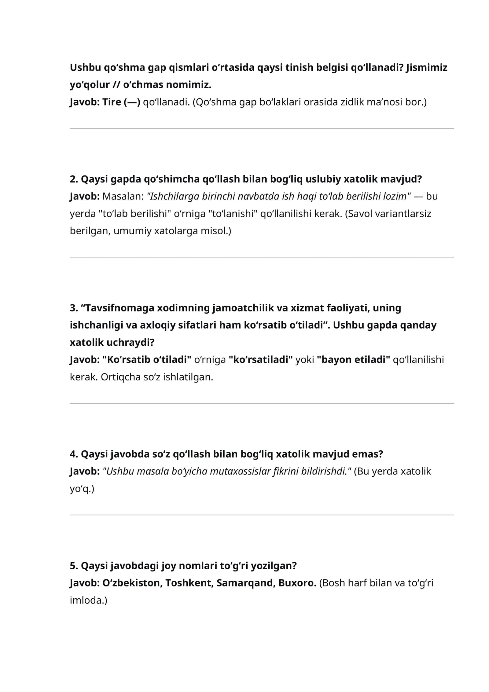 Agros test 2026 davlat tilidan tushadigan savollar javoblari bilan