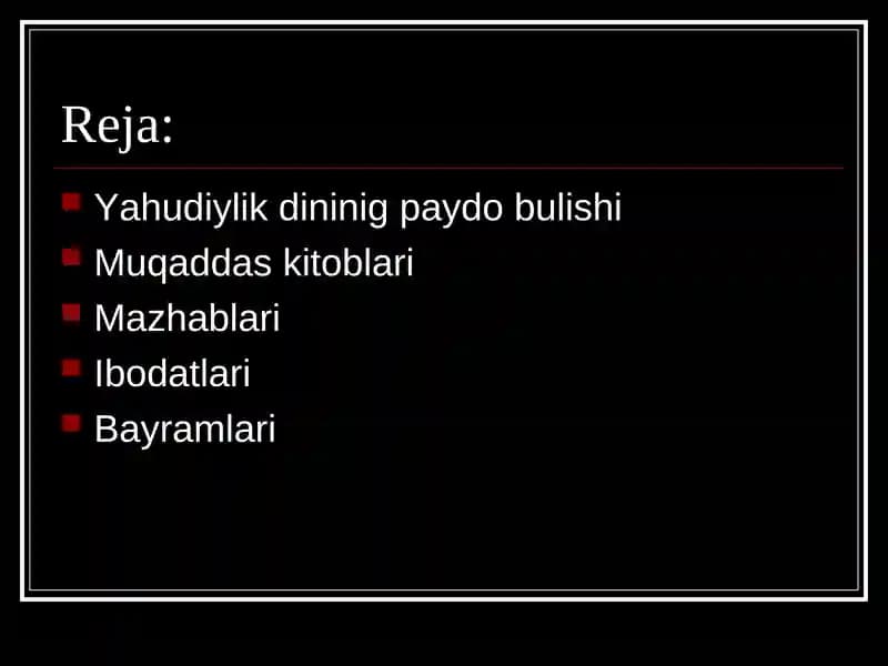 Yahudiylik Dinining Asosiy Tushunchalari