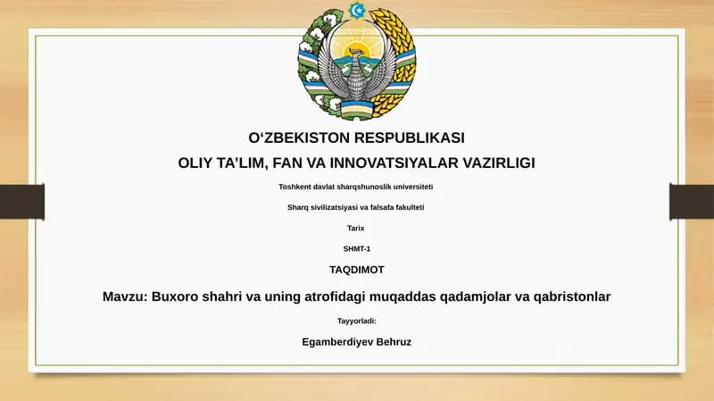 Buxoro shahri va uning atrofidagi muqaddas qadamjolar va qabristonlar