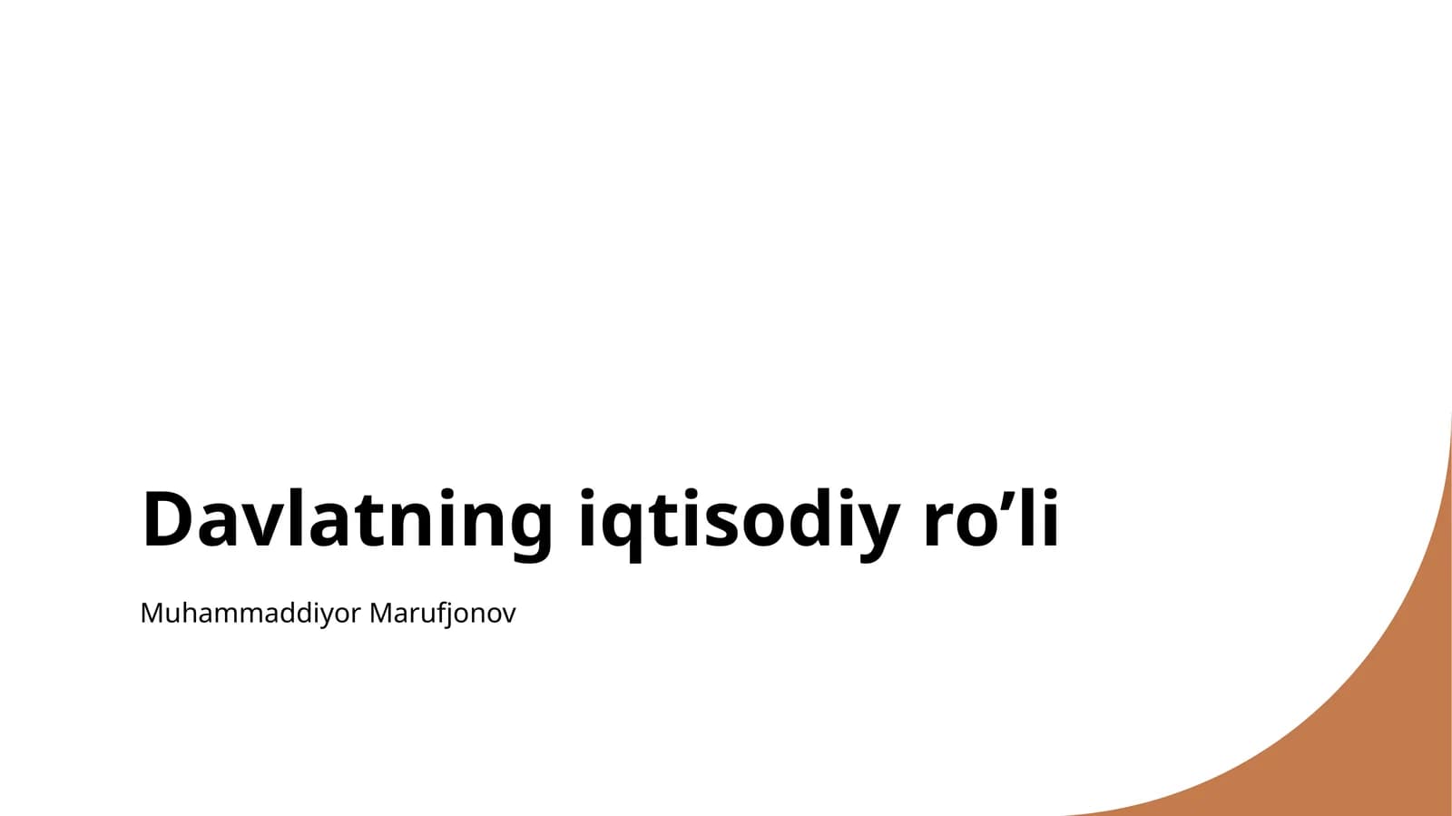 Davlatning iqtisodiy ro’li