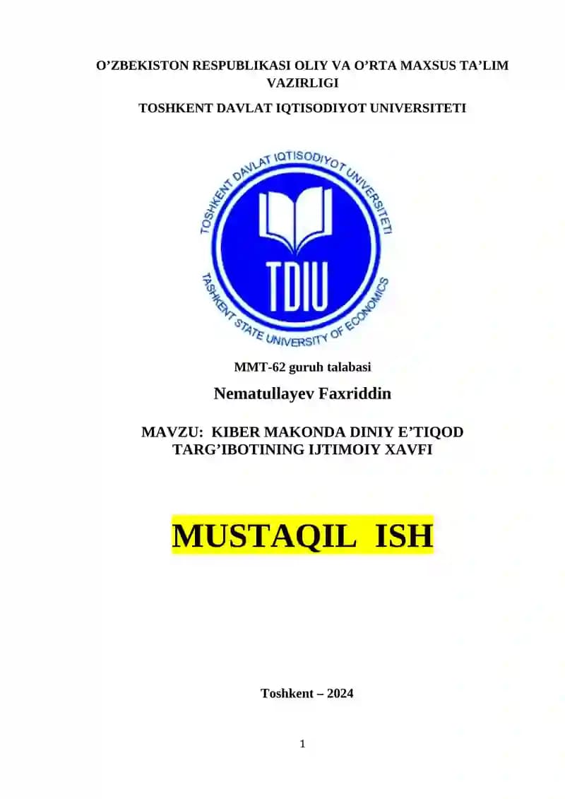 KIBER MAKONDA DINIY E’TIQOD TARG’IBOTI