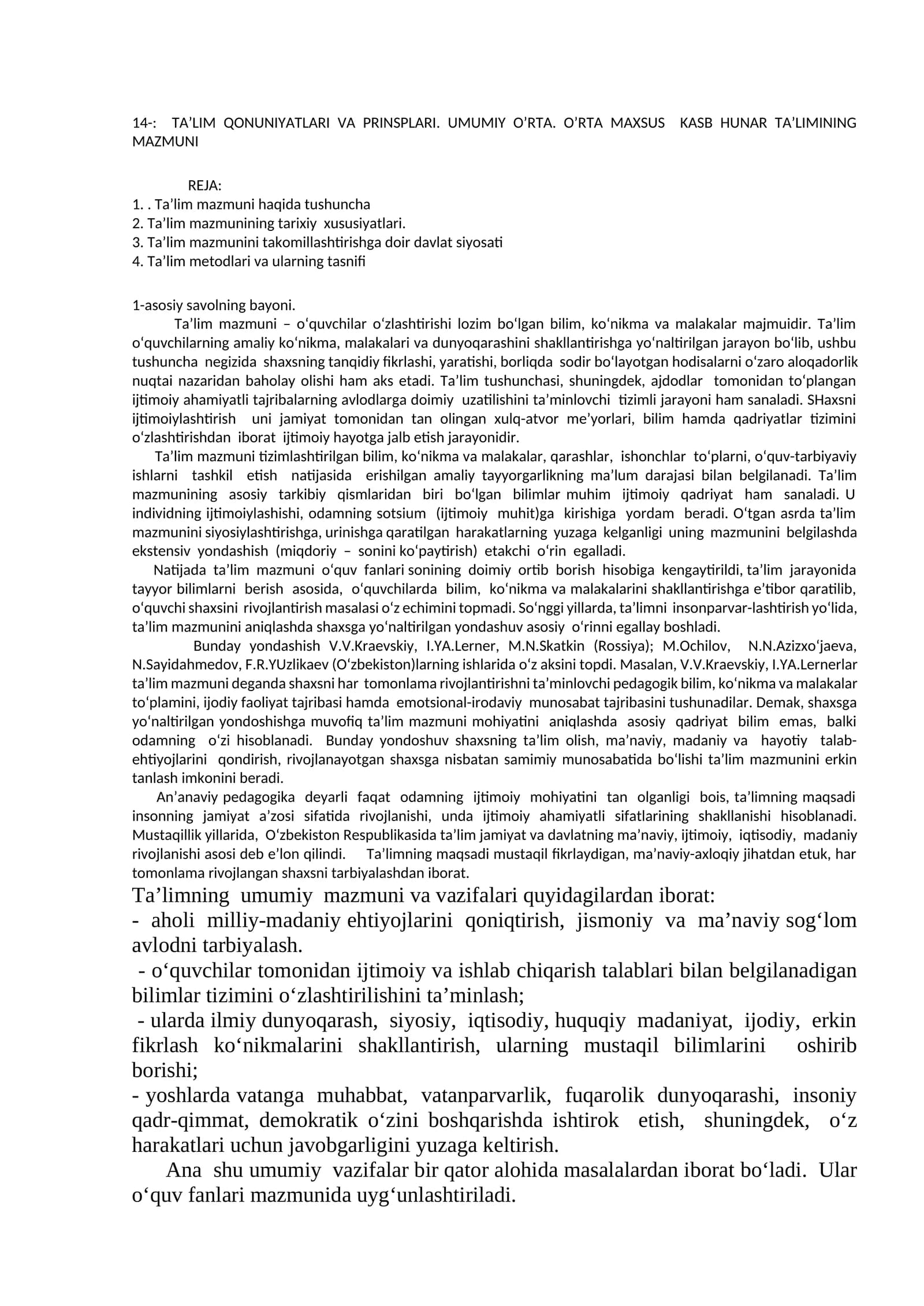 Ta’lim Qonuniyatlari va Prinsiplari