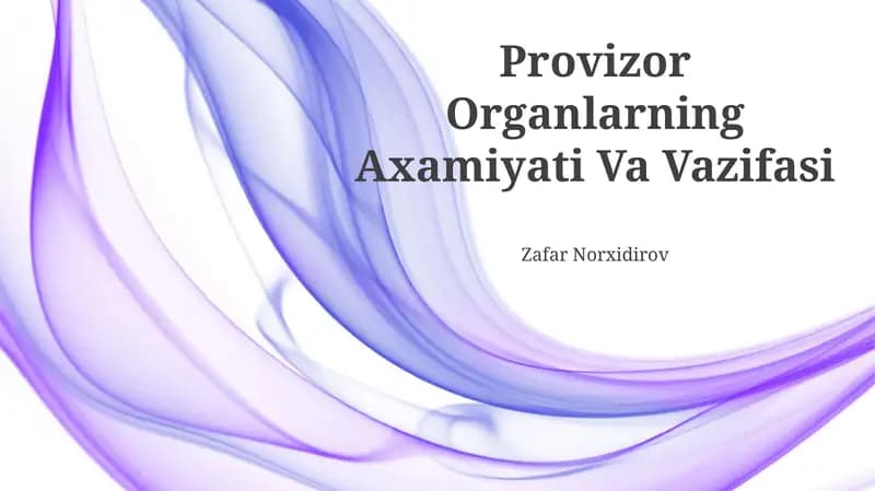 Provizor Organlarning Axamiyati Va Vazifasi