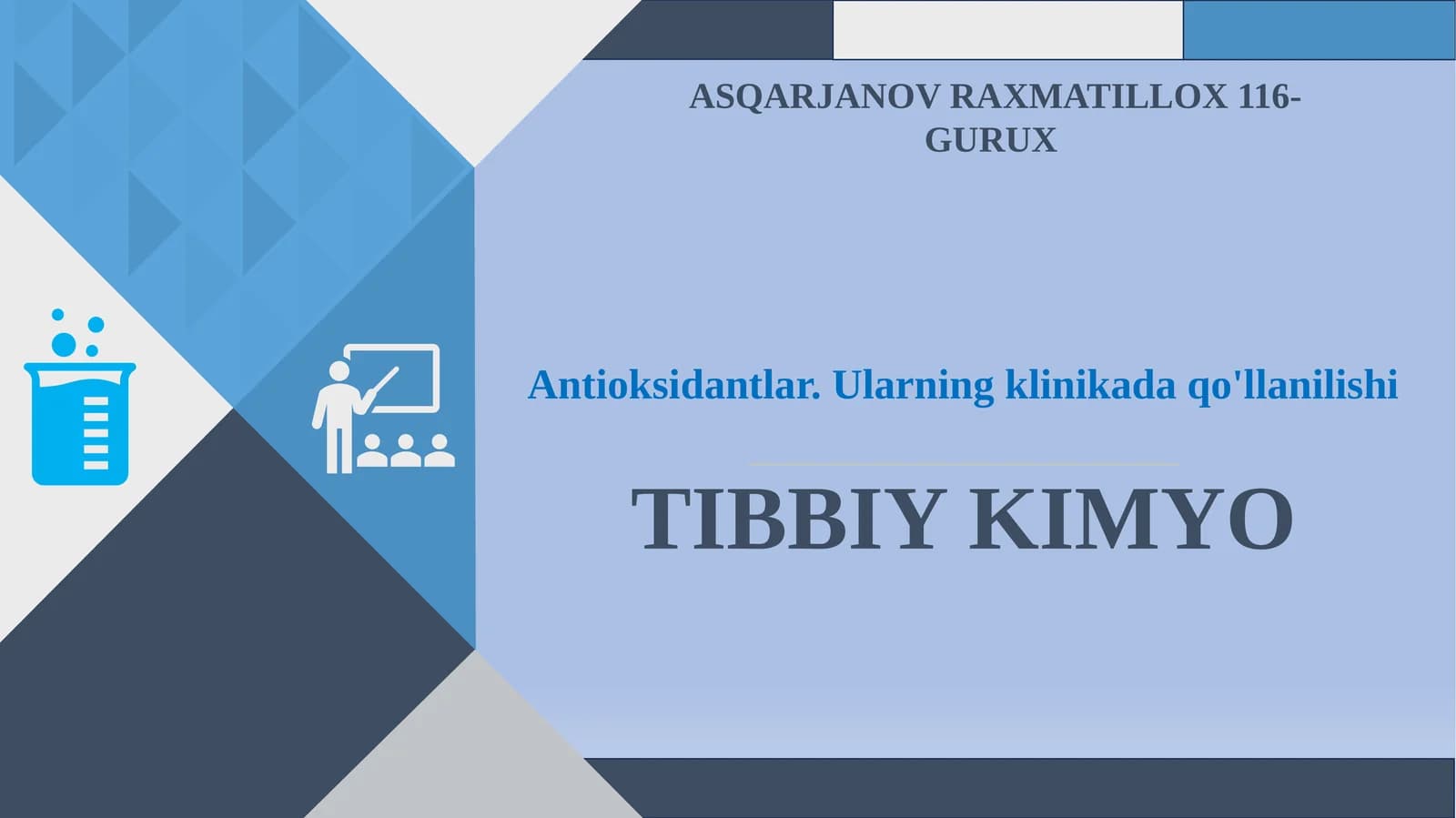 Antioksidantlar. Ularning klinikada qo'llanilishi