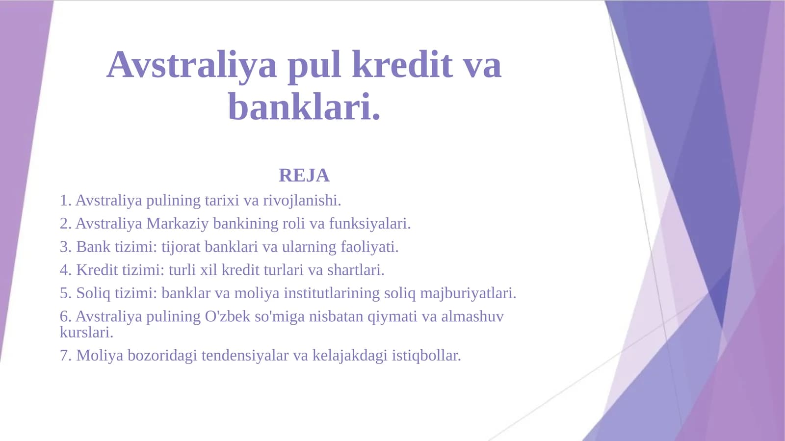 Avstraliya pul kredit va banklari.
