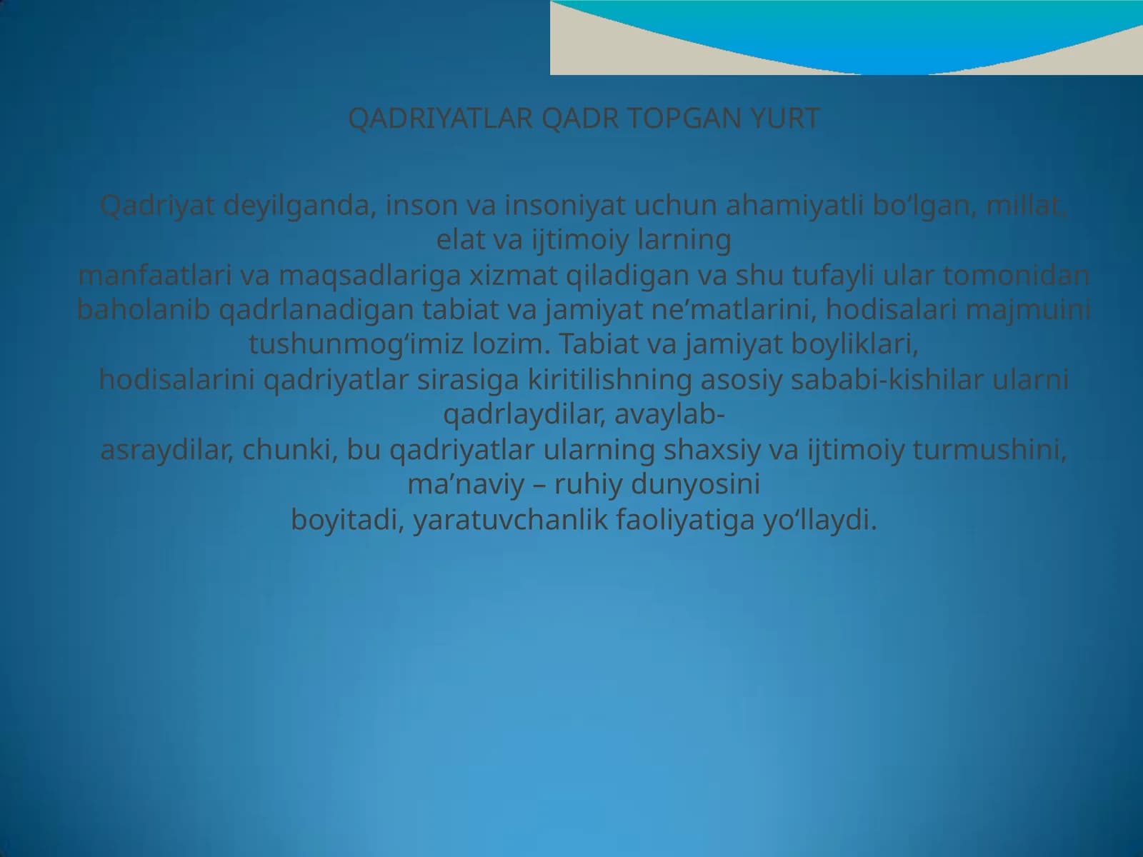 QADRIYATLAR QADR TOPGAN YURT