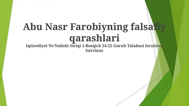 Abu Nasr Farobiyning falsafiy qarashlari