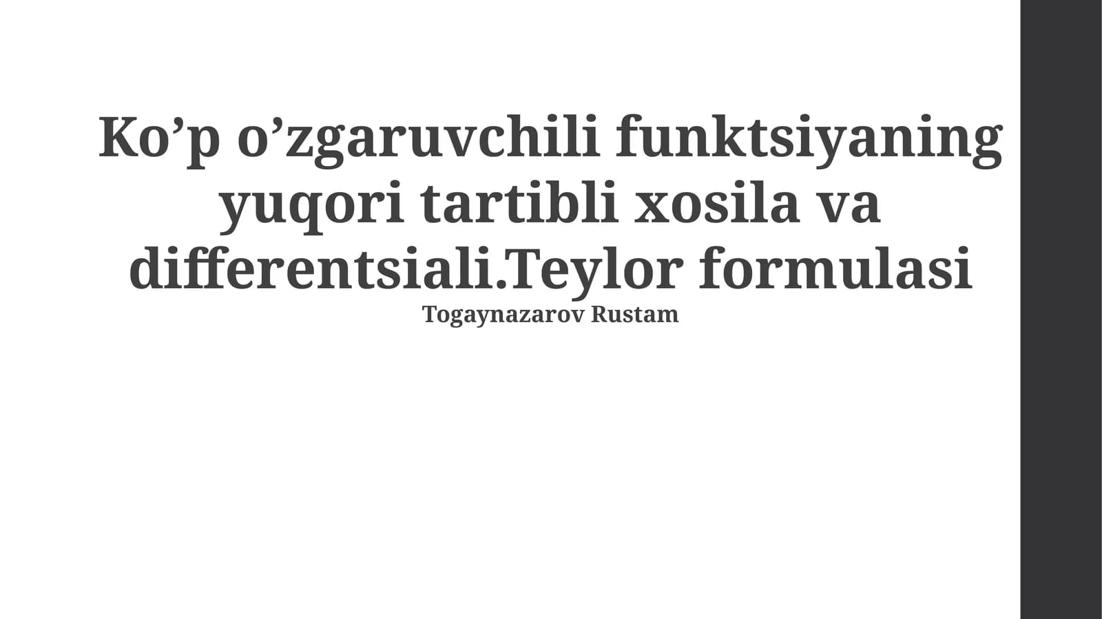 Teylor Formulasi