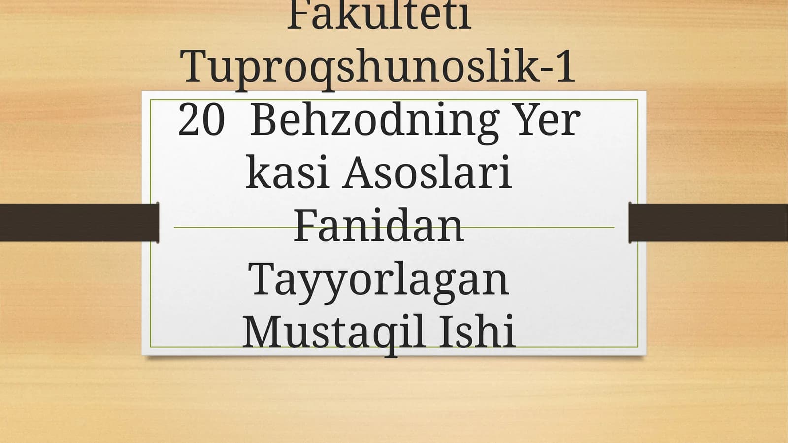 Behzodning Yer kasi Asoslari Fanidan Tayyorlagan Mustaqil Ishi