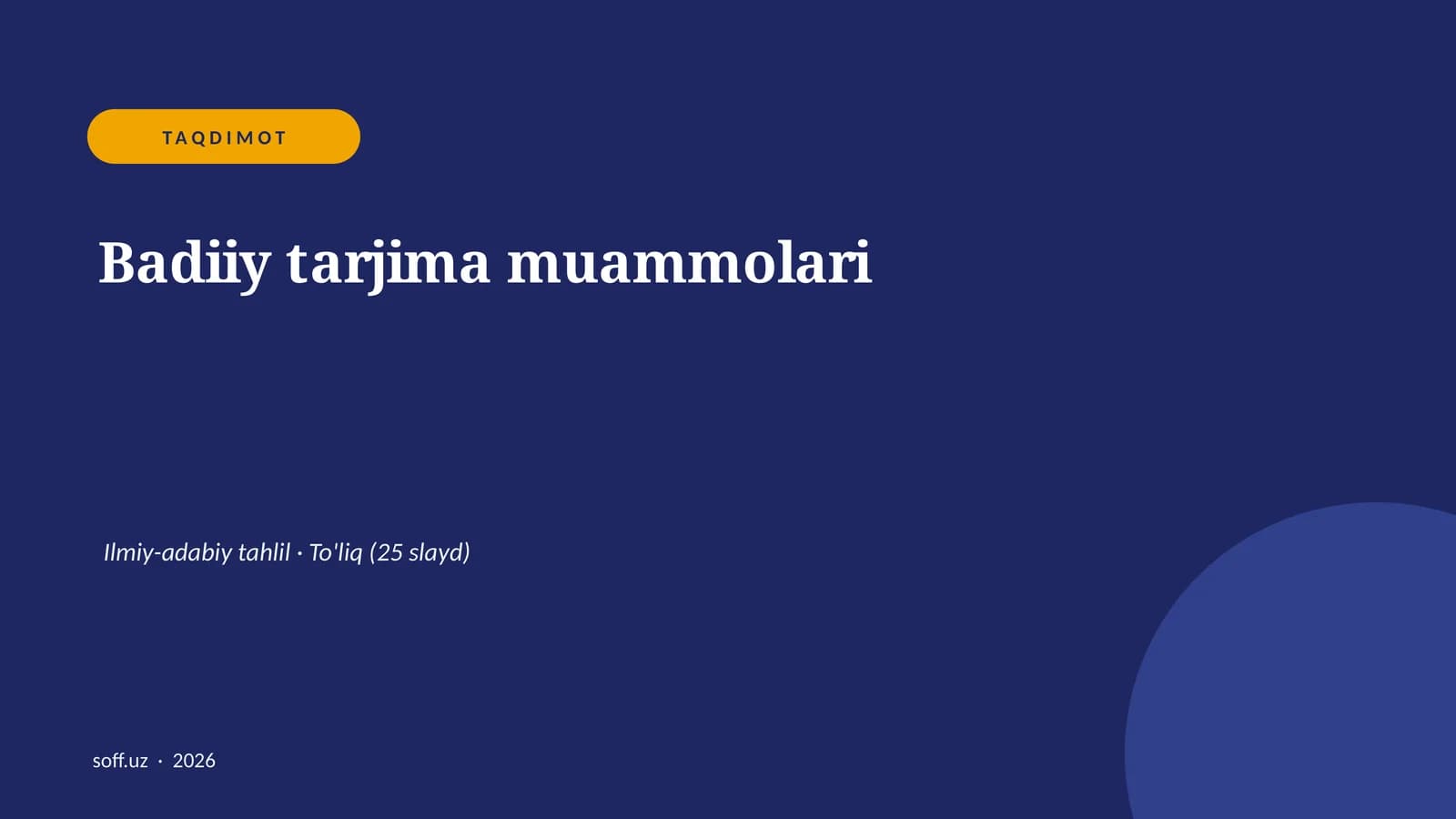 Badiiy tarjima muammolari