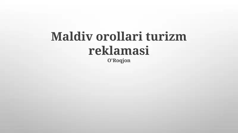 Maldiv orollari turizm reklamasi