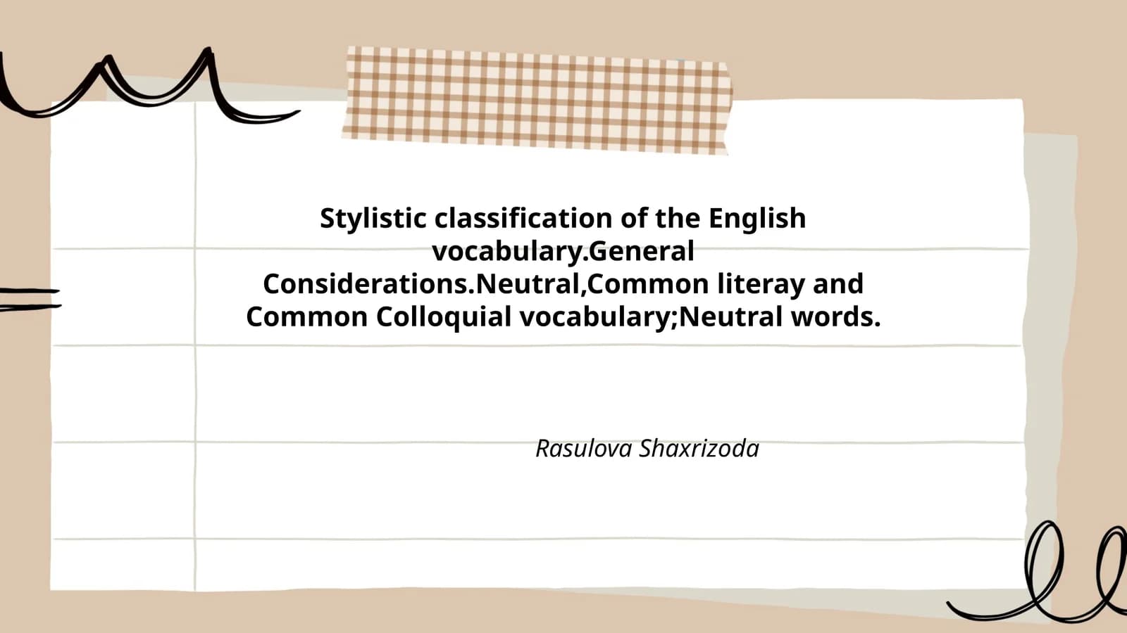 Stylistic classification of the English vocabulary