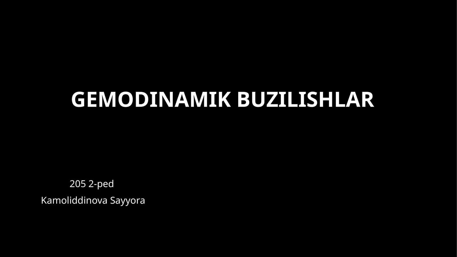 Gemodinamik Buzilishlar Patofiziologiya