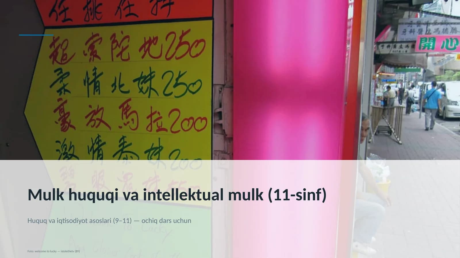Mulk huquqi va intellektual mulk (11-sinf)