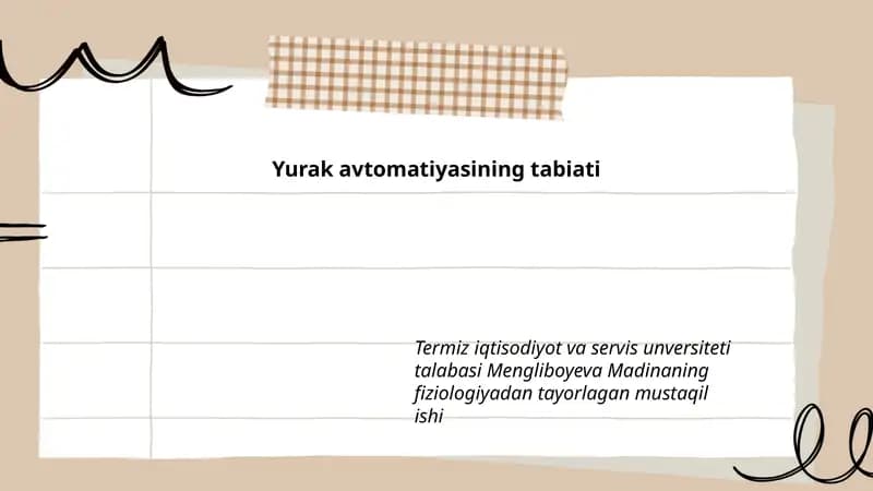 Yurak avtomatiyasining tabiati