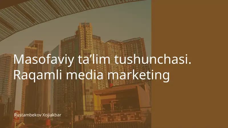 Masofaviy ta'lim tushunchasi
