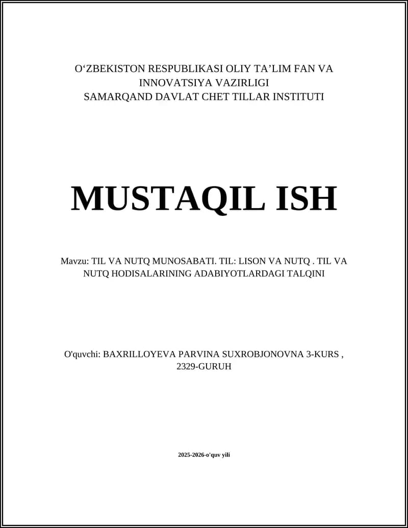 Til va nutq munosabati