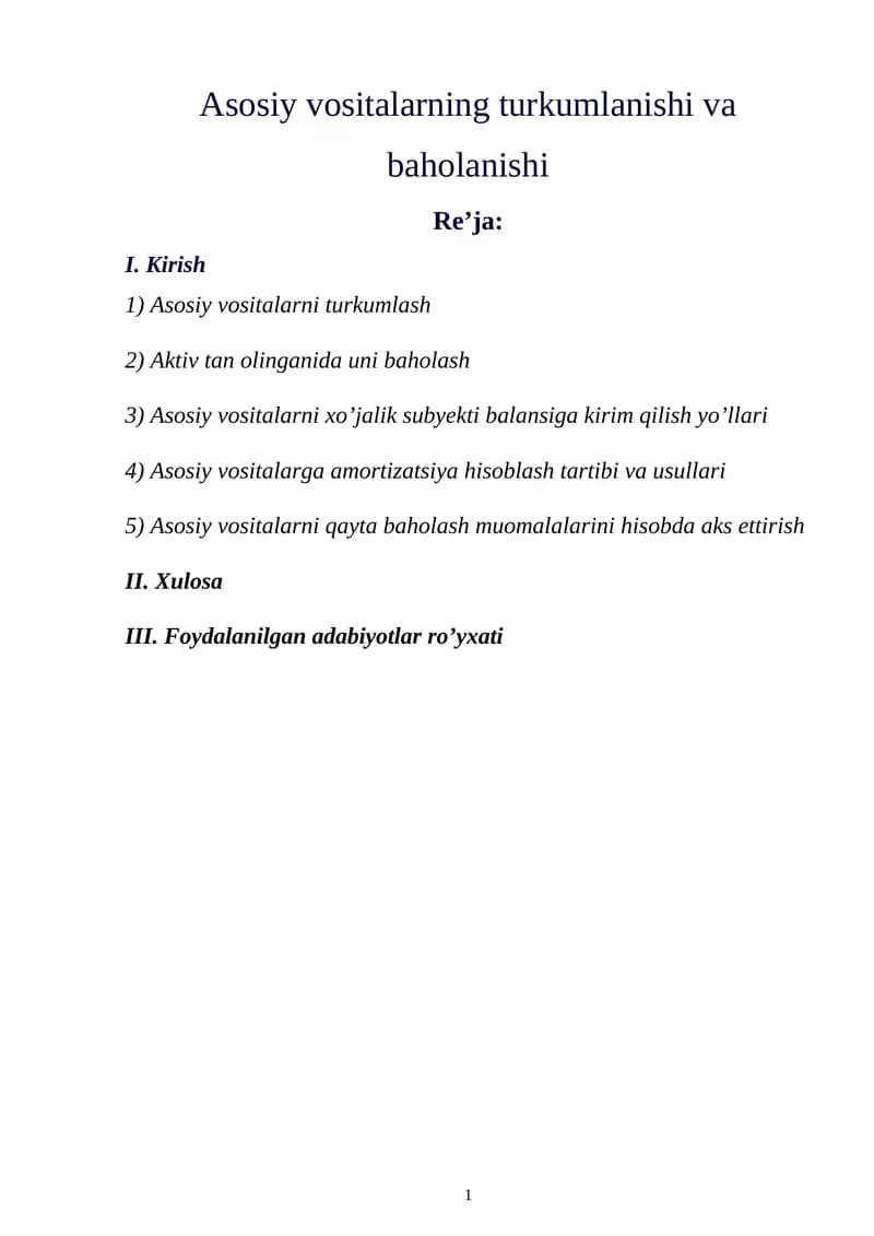 Аsоsiy vоsitаlаrni turkumlаsh