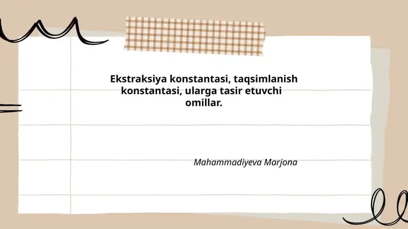 Ekstraksiya va taqsimlanish konstantalari