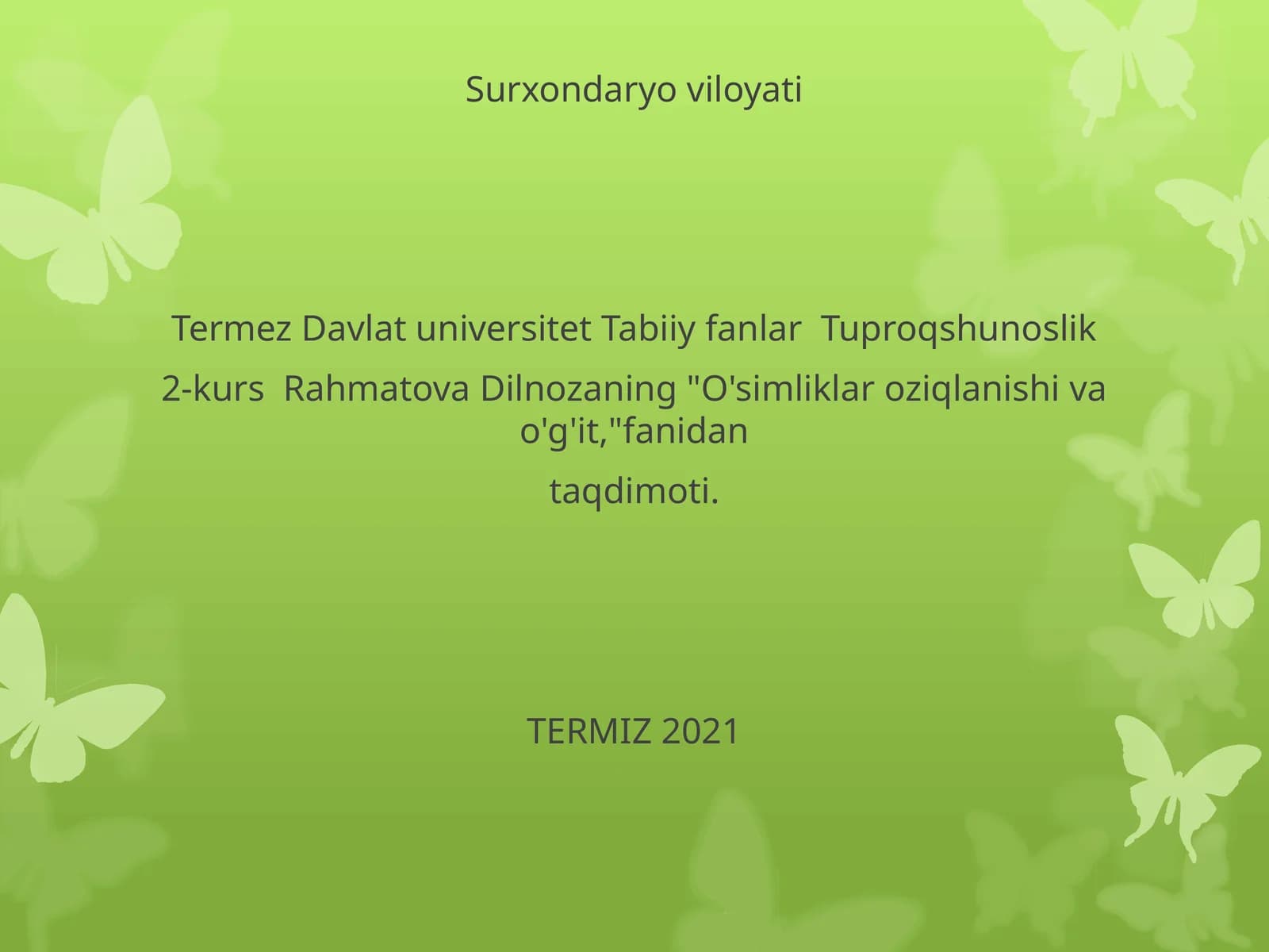 O'simliklar oziqlanishi va o'g'it