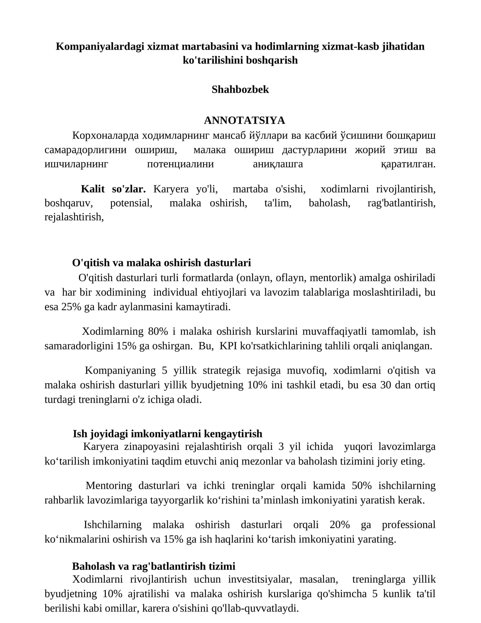 O'qitish va malaka oshirish dasturlari