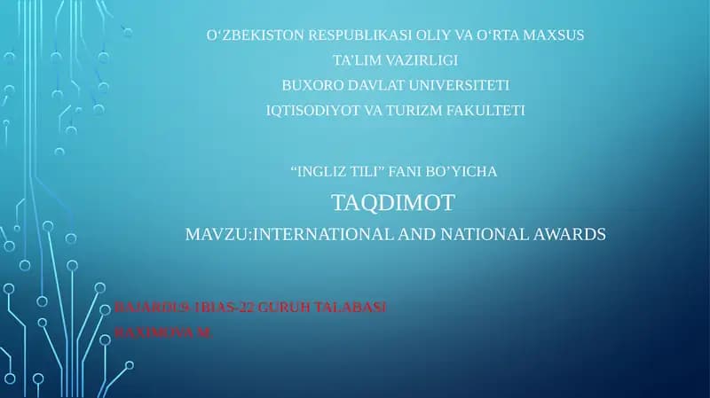 International and national awards