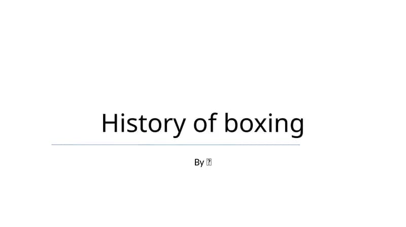 History of boxing