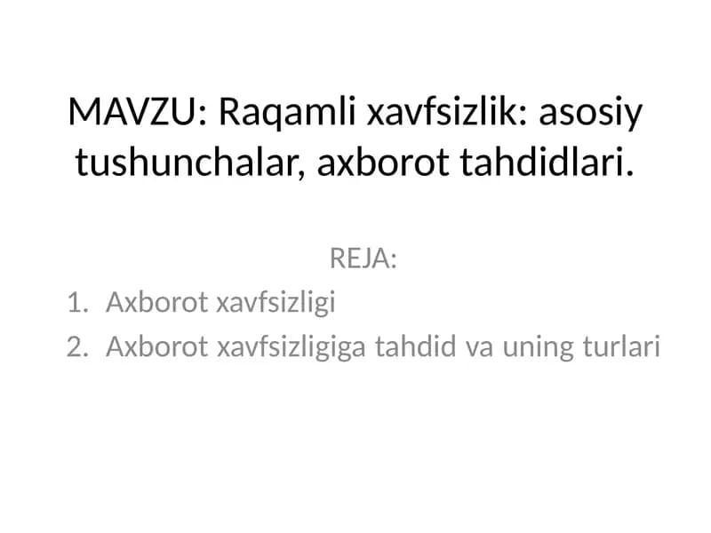 Axborot xavfsizligi