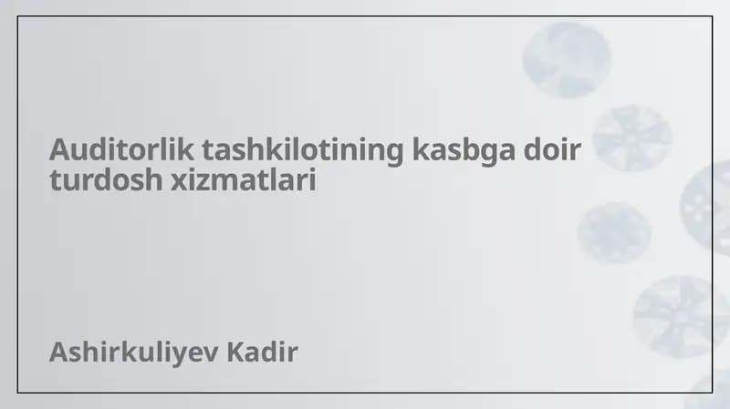 Kasbga doir turdosh xizmatlar