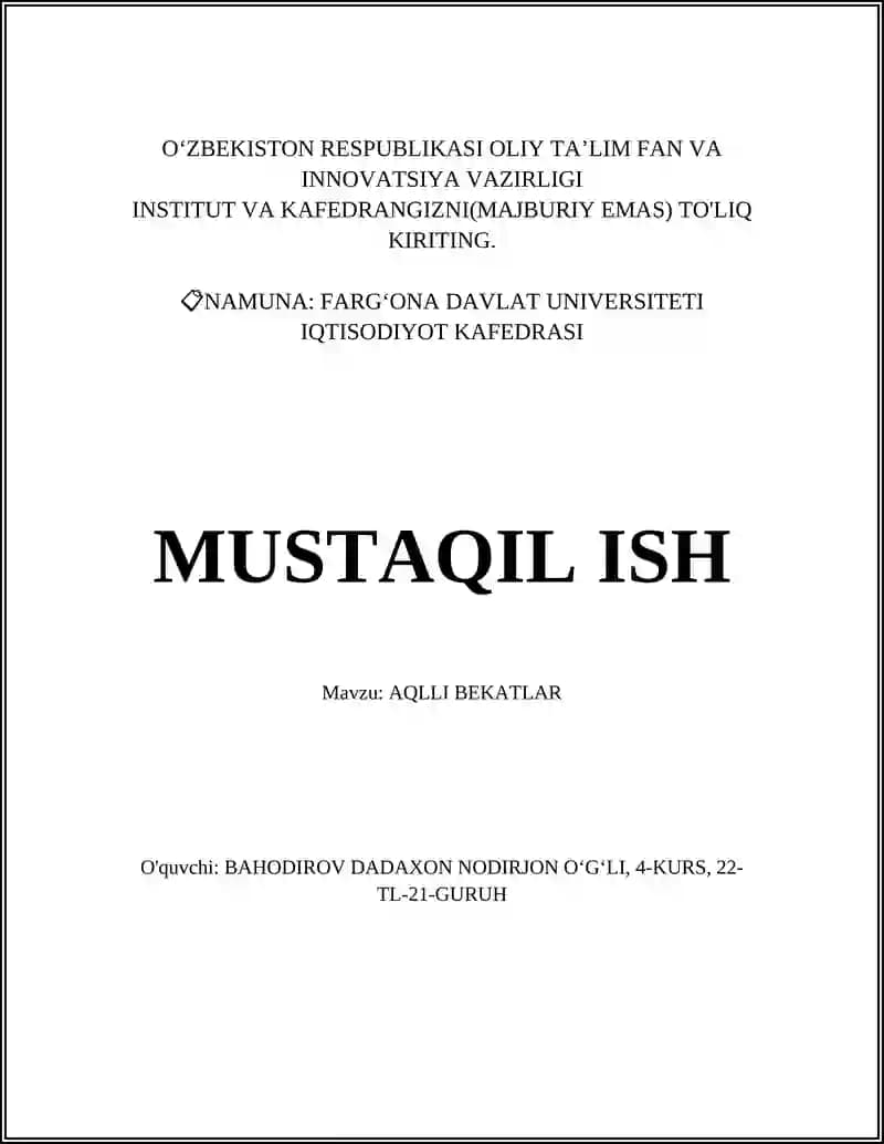 AQLLI BEKATLAR