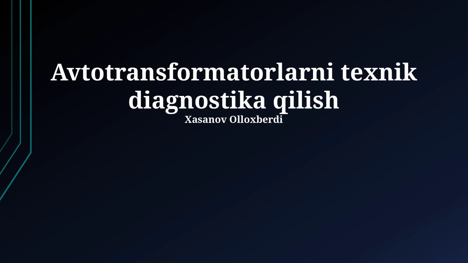 Avtotransformatorlarni texnik diagnostika qilish