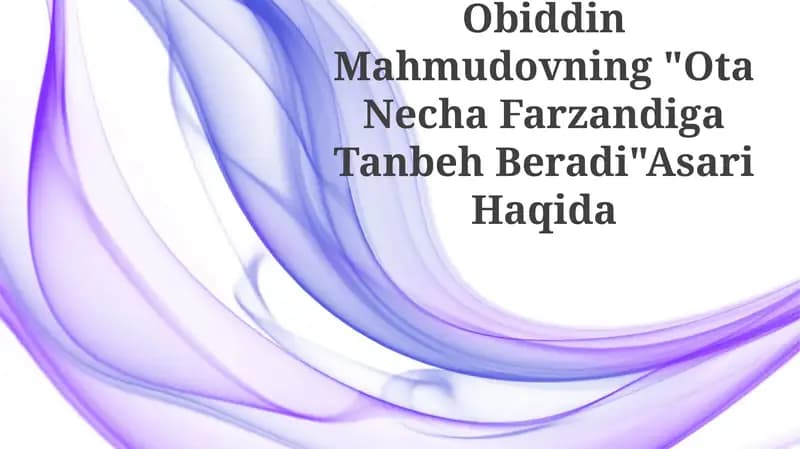 Ota Necha Farzandiga Tanbeh Beradi