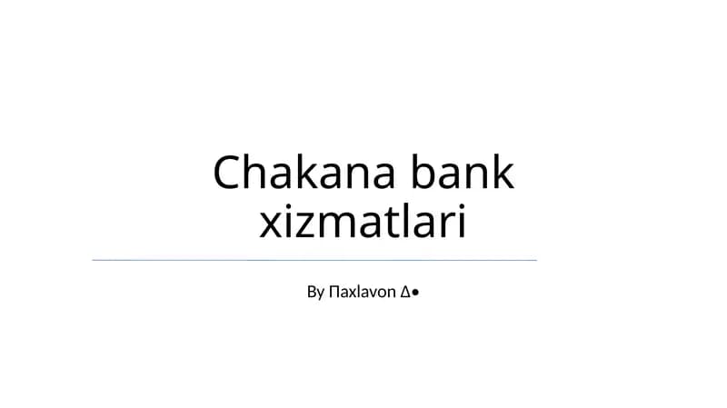 Chakana bank xizmatlari