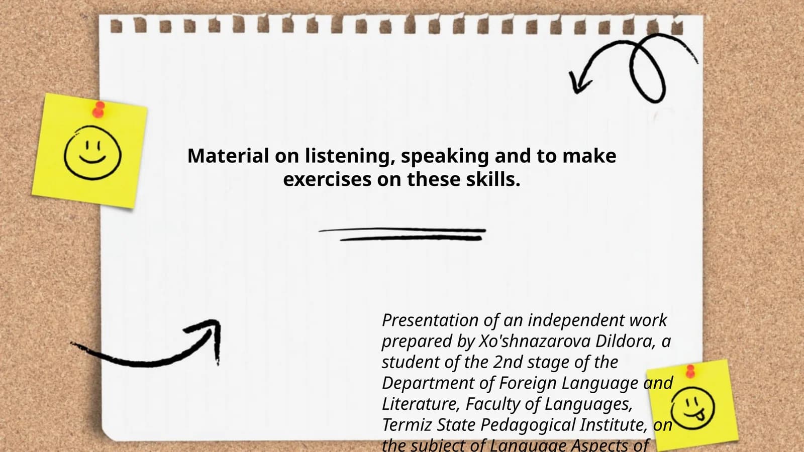Independent work on Language Aspects of Teaching Practice by Xo'shnazarova Dildora