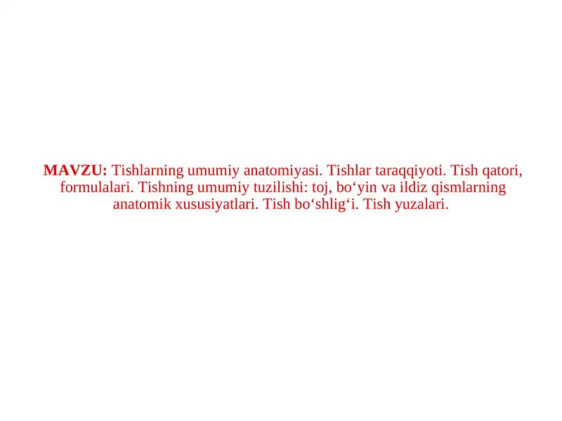 Tishlar tuzilishi